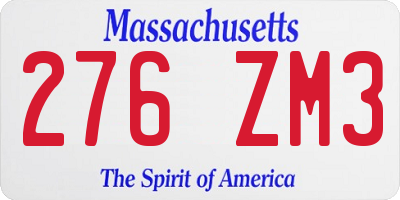 MA license plate 276ZM3