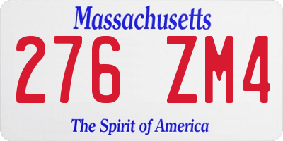 MA license plate 276ZM4