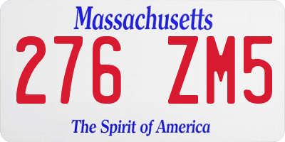 MA license plate 276ZM5