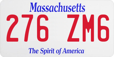 MA license plate 276ZM6