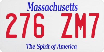 MA license plate 276ZM7