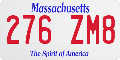MA license plate 276ZM8