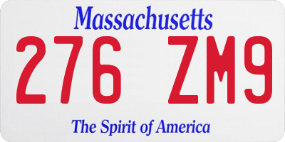 MA license plate 276ZM9
