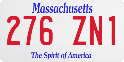 MA license plate 276ZN1