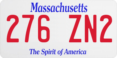 MA license plate 276ZN2