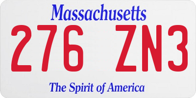 MA license plate 276ZN3