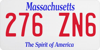 MA license plate 276ZN6