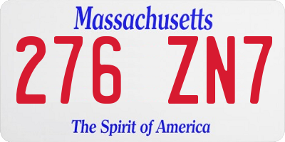 MA license plate 276ZN7