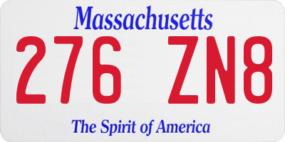 MA license plate 276ZN8