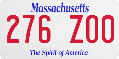 MA license plate 276ZO0