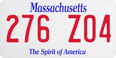 MA license plate 276ZO4