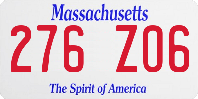 MA license plate 276ZO6