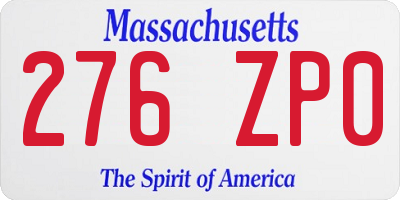 MA license plate 276ZP0
