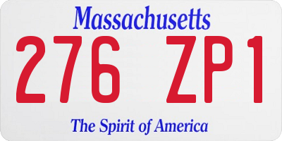 MA license plate 276ZP1