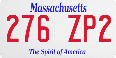 MA license plate 276ZP2