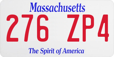 MA license plate 276ZP4