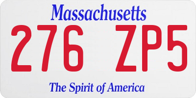 MA license plate 276ZP5