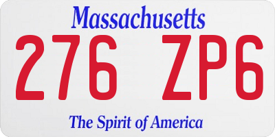 MA license plate 276ZP6