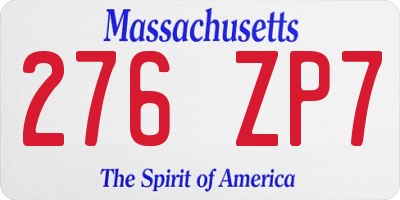 MA license plate 276ZP7