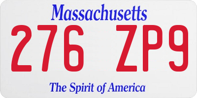 MA license plate 276ZP9
