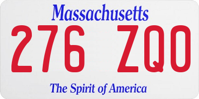 MA license plate 276ZQ0