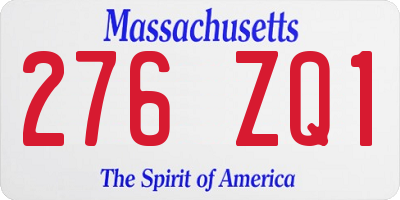 MA license plate 276ZQ1