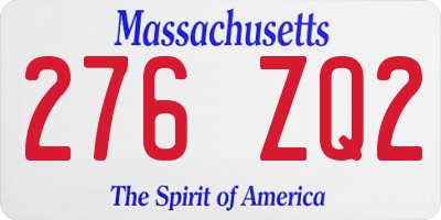 MA license plate 276ZQ2