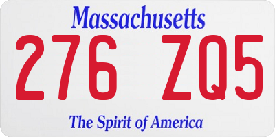 MA license plate 276ZQ5