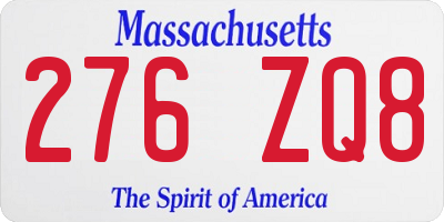 MA license plate 276ZQ8