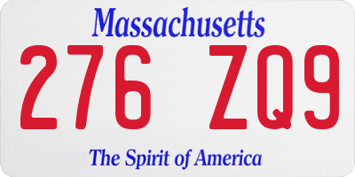 MA license plate 276ZQ9
