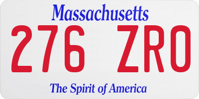 MA license plate 276ZR0