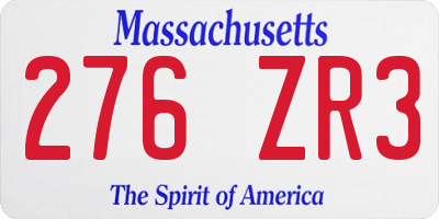 MA license plate 276ZR3