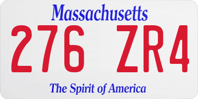 MA license plate 276ZR4