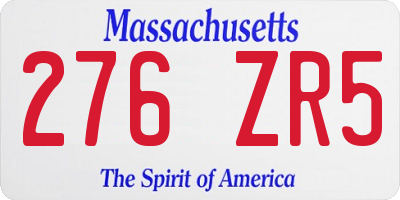 MA license plate 276ZR5