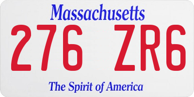 MA license plate 276ZR6
