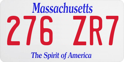 MA license plate 276ZR7