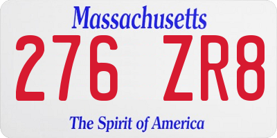 MA license plate 276ZR8