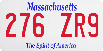 MA license plate 276ZR9