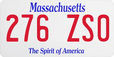 MA license plate 276ZS0