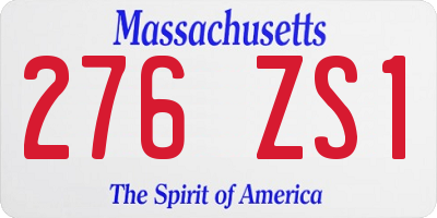 MA license plate 276ZS1