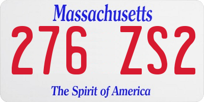 MA license plate 276ZS2