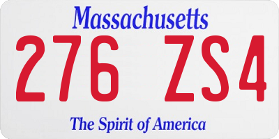 MA license plate 276ZS4