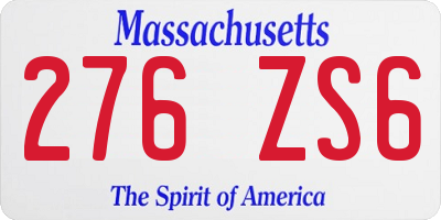 MA license plate 276ZS6