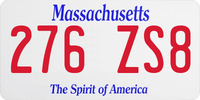 MA license plate 276ZS8