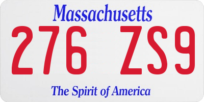 MA license plate 276ZS9