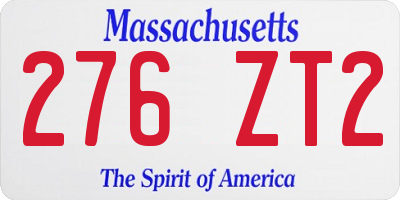 MA license plate 276ZT2