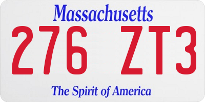 MA license plate 276ZT3