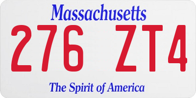 MA license plate 276ZT4