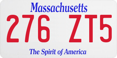 MA license plate 276ZT5