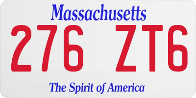 MA license plate 276ZT6